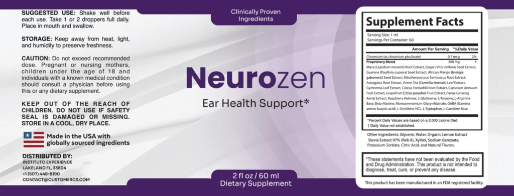 NeuroZen tinnitus relief supplement